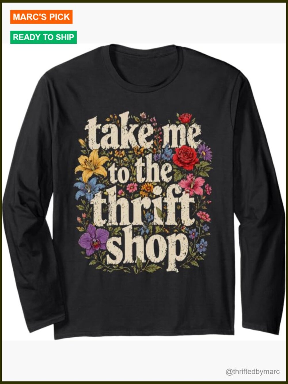 Floral Antiques Lover Womens Long Sleeve T-Shirt